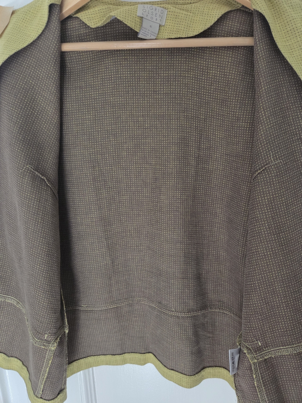 Sigrid Olsen Sport Olive Green Textured Button Jacket - Picture 4 of 9